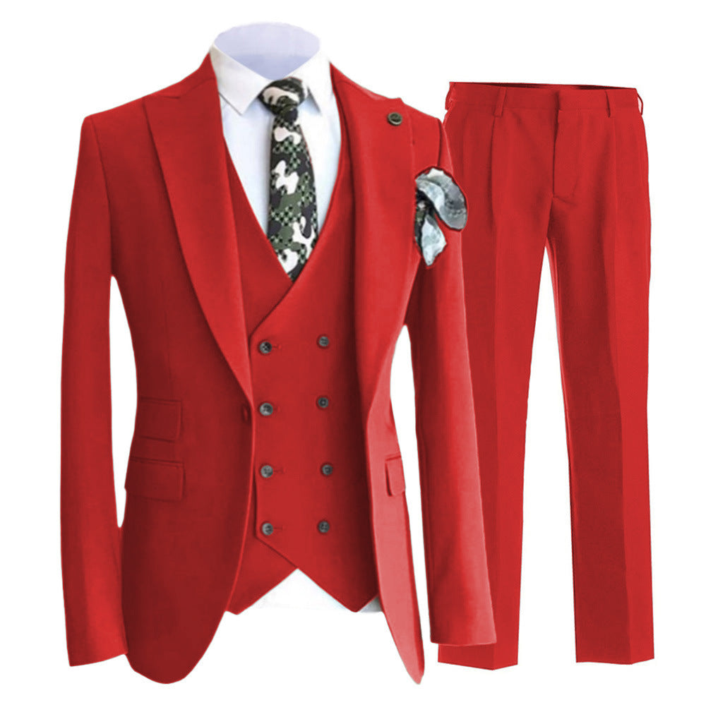 Men's slim fit double breasted vest set in peak lapel style, tailored formal look by Wavlynn