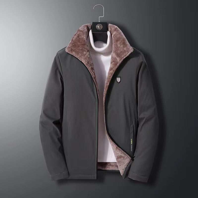 Men's hip-length parka jacket water-resistant faux fur-lined modern fit winter coat for cold weather