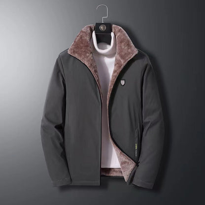 Men's hip-length parka jacket water-resistant faux fur-lined modern fit winter coat for cold weather