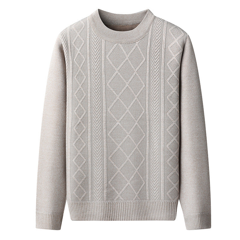 Men's regular fit cable knit pullover sweater wool blend with ribbed neckline for everyday wear