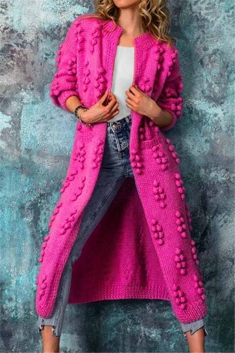 Wavlynn Grace long open-front textured knit cardigan for women, elegant everyday layering piece