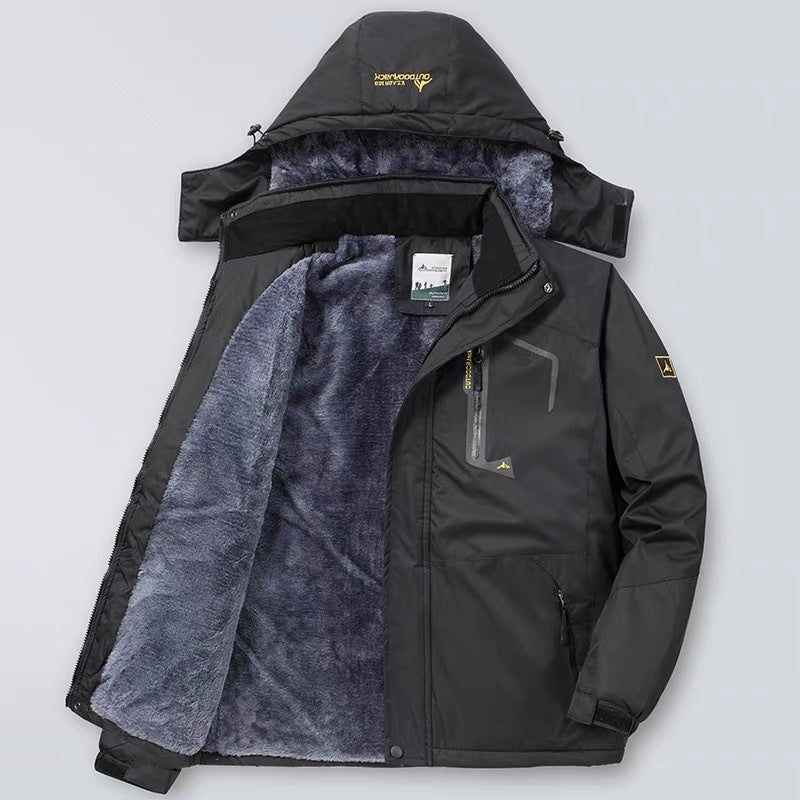 Men's waterproof hooded jacket regular fit wind resistant navy blue with zip pockets Nordisk Flair