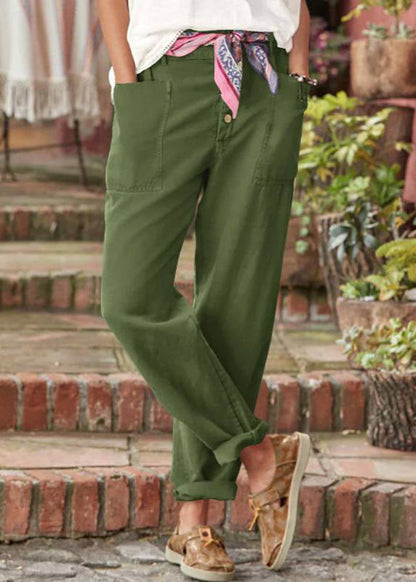 Elegant relaxed-fit trousers in soft neutral tone with structured silhouette and wide-leg cut