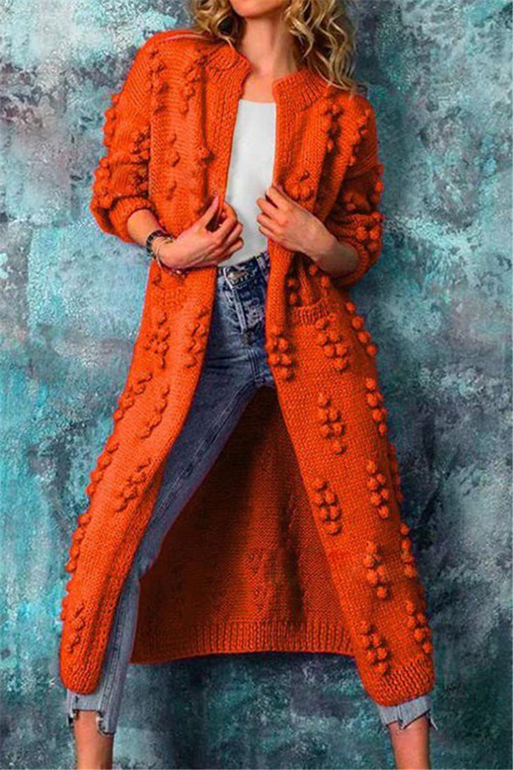 Women's long open-front textured knit cardigan by Wavlynn in elegant everyday style