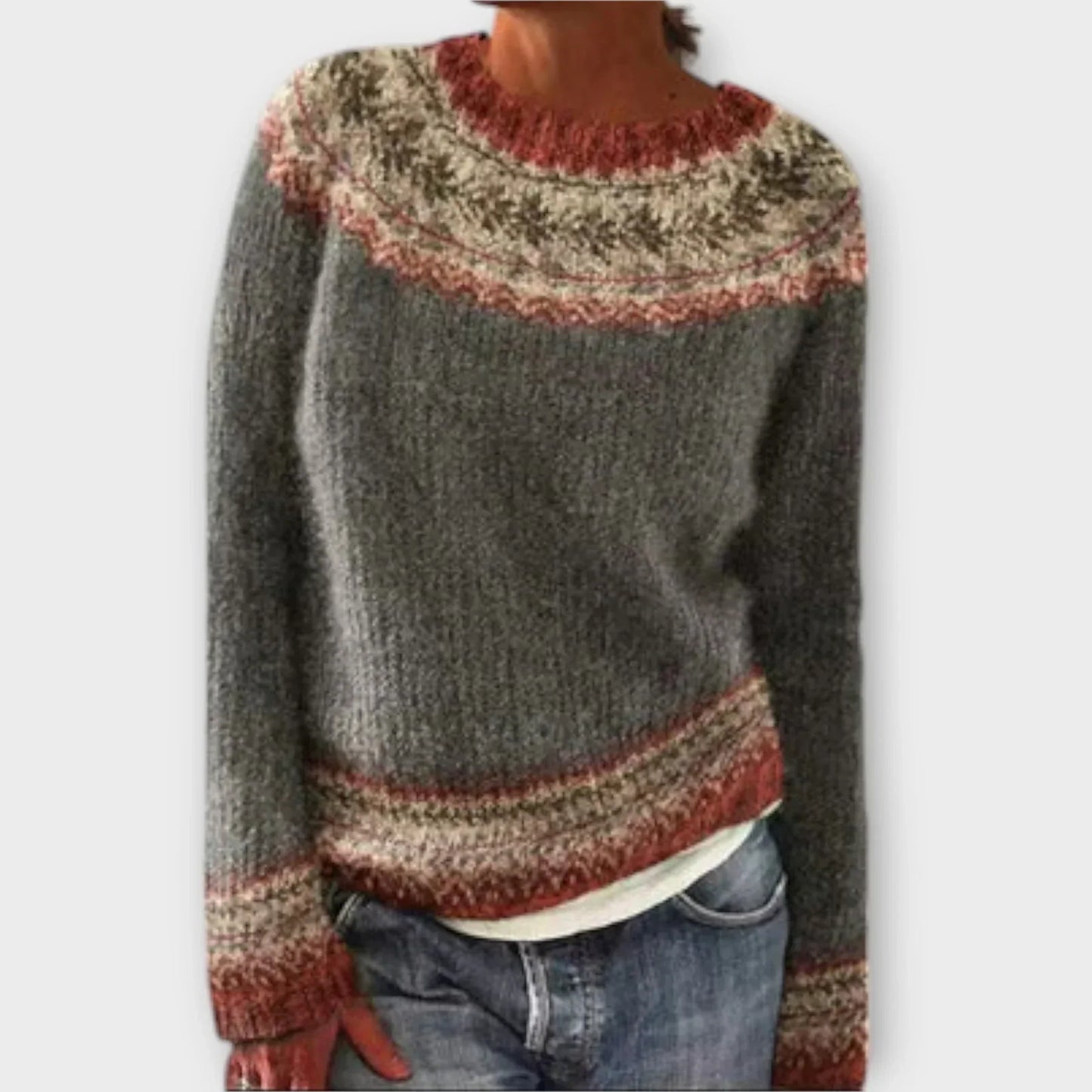 Samantha vintage sweater soft textured knit classic cozy design for effortless layered style