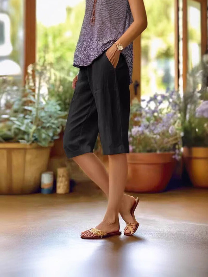 Light summer shorts relaxed fit adjustable waistband breathable women casual warm-weather style