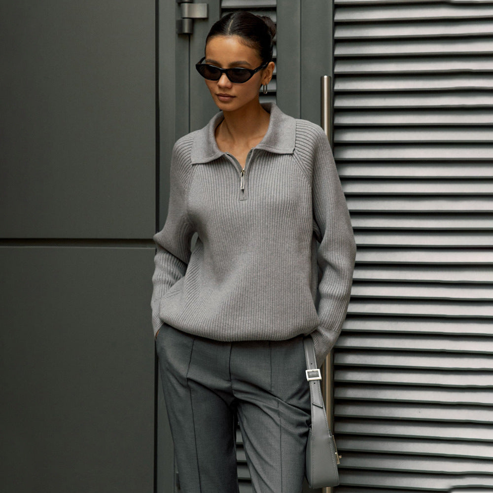 Everly™ relaxed-fit knit sweater in neutral tones with soft breathable fabric for everyday elegance