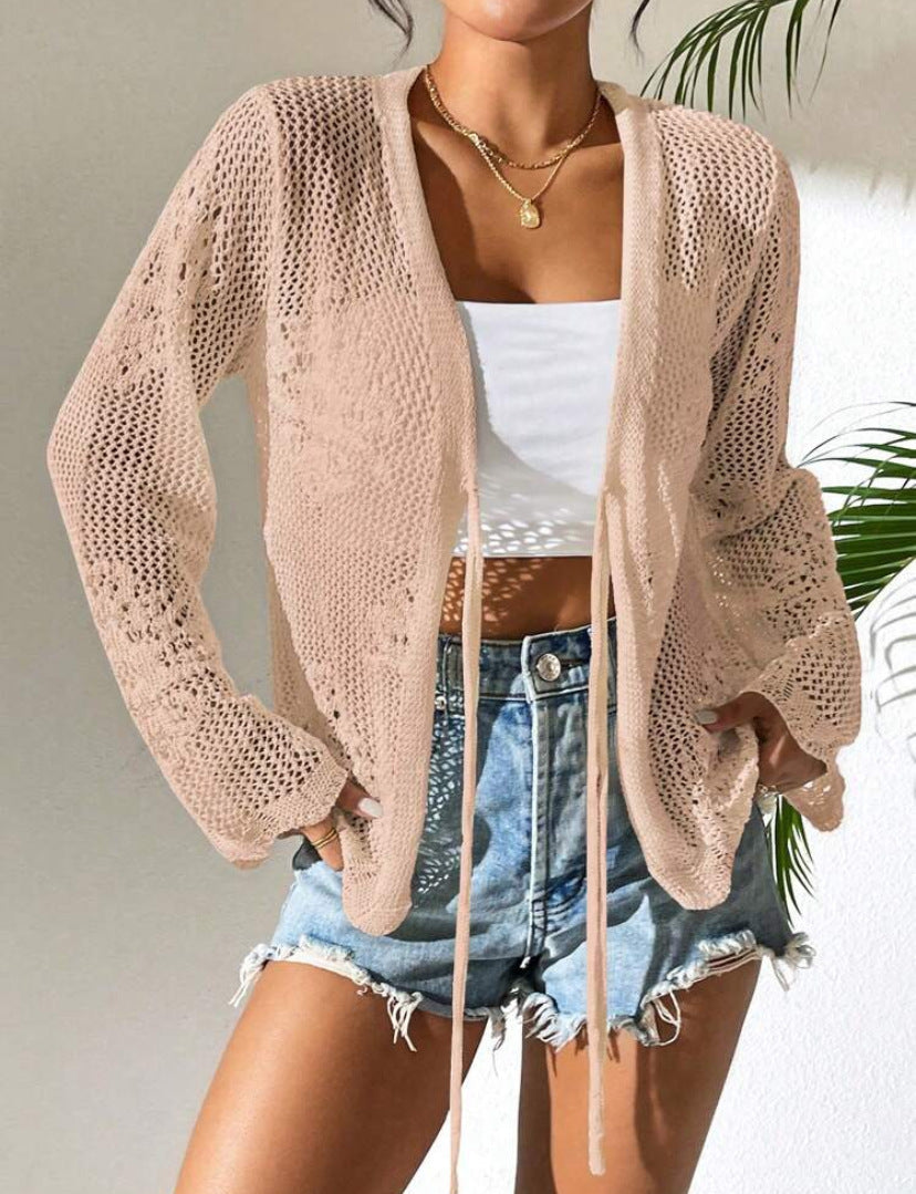 Women's lightweight open-front knit cardigan loose fit breathable cotton blend for everyday casual style