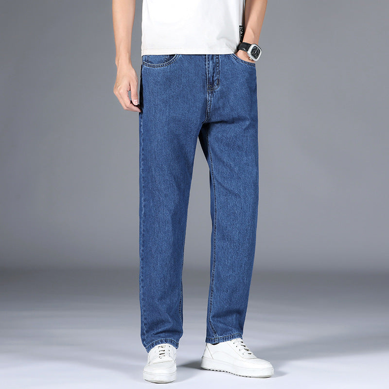 Men's classic fit straight leg full-length denim pants casual everyday durable comfort wear