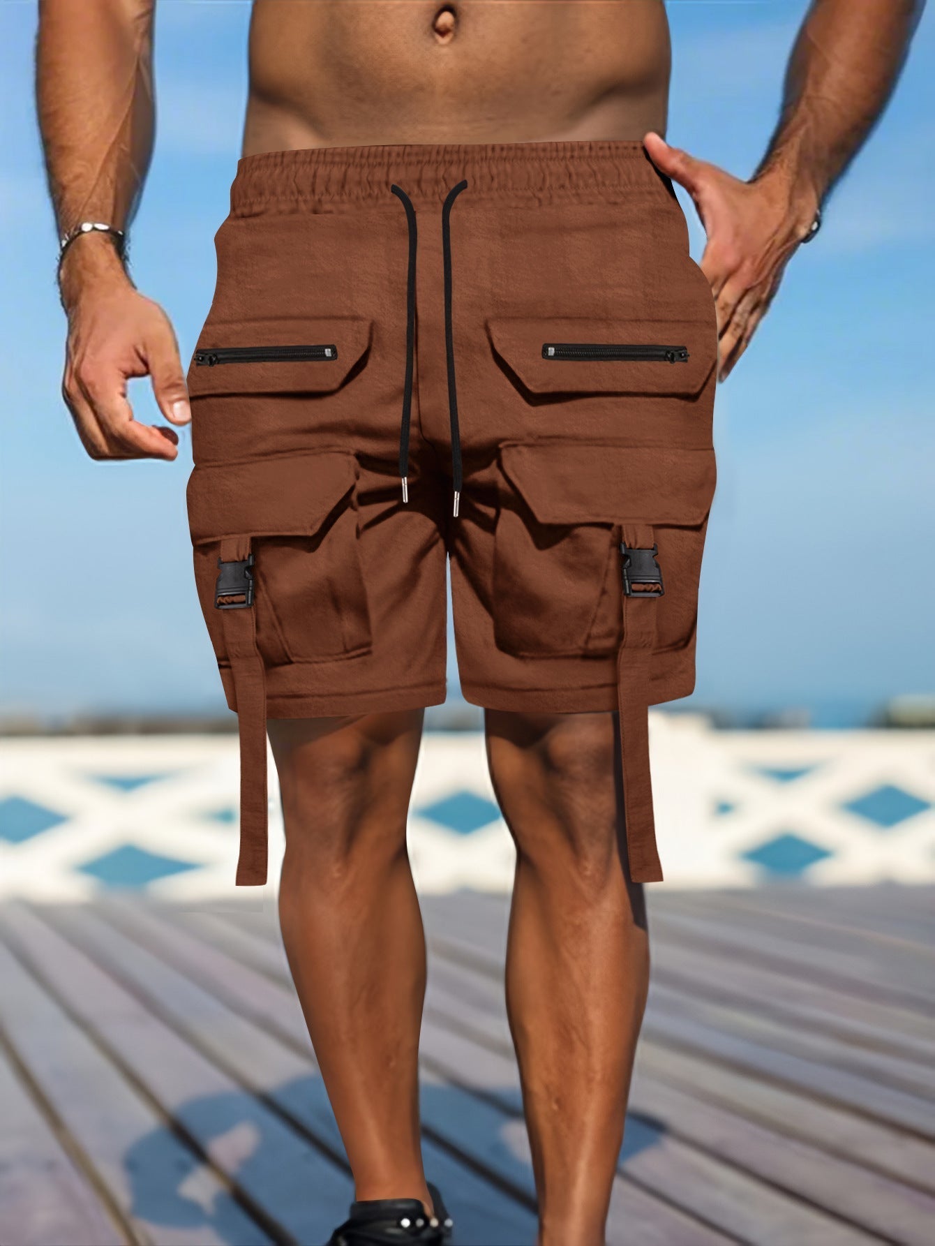 Men's Utility Shorts Regular Fit Cotton Blend Multi Pocket Cargo Style For Rugged Outdoors