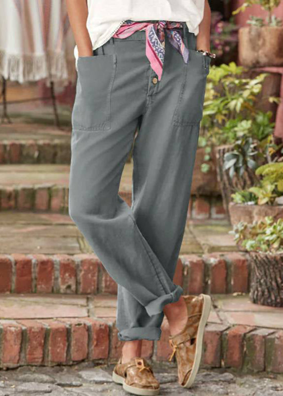 Elegant relaxed-fit trousers in neutral tone with structured silhouette and breathable soft fabric