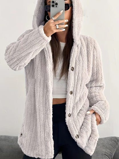 Kendall hooded cardigan plush relaxed-fit cozy layering piece for chilly days