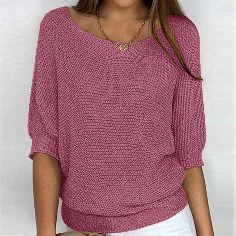 Scarlett elegant all-season sweater in soft neutral tone with flattering silhouette and lightweight breathable fabric