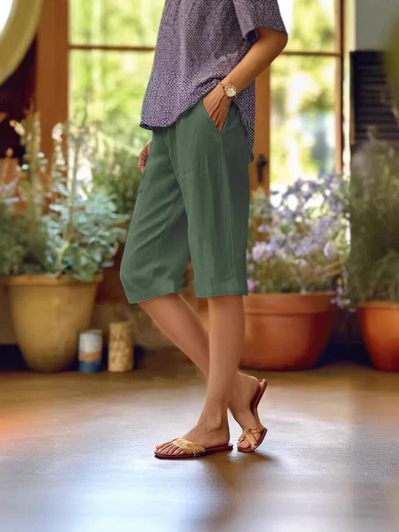 Light summer shorts relaxed fit adjustable waistband breathable warm-weather women's casual style