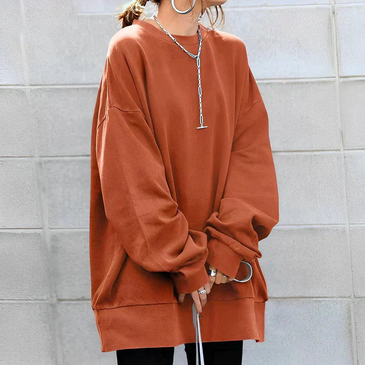 Women's oversized cream knit pullover sweater long sleeve casual comfort dropped shoulders