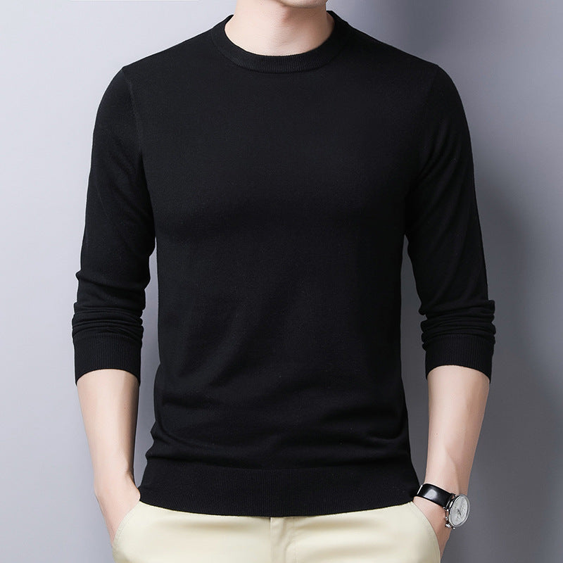 Men's slim fit long sleeve tee in silk-wool blend with ribbed neck, sophisticated Nordisk Flair style