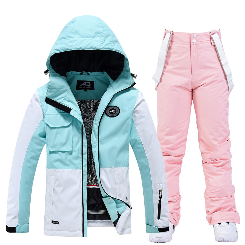 Women's two-piece ski suit water-resistant windproof jacket and pants tailored fit for slopes