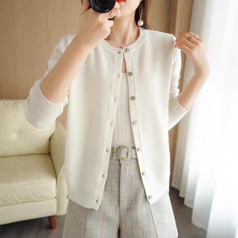 Women's relaxed fit soft knit cardigan button front ribbed trim cozy layering piece