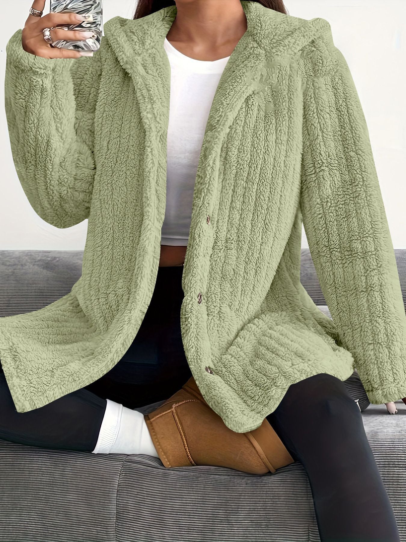 Kendall hooded cardigan plush warm relaxed fit cozy layering style for chilly days
