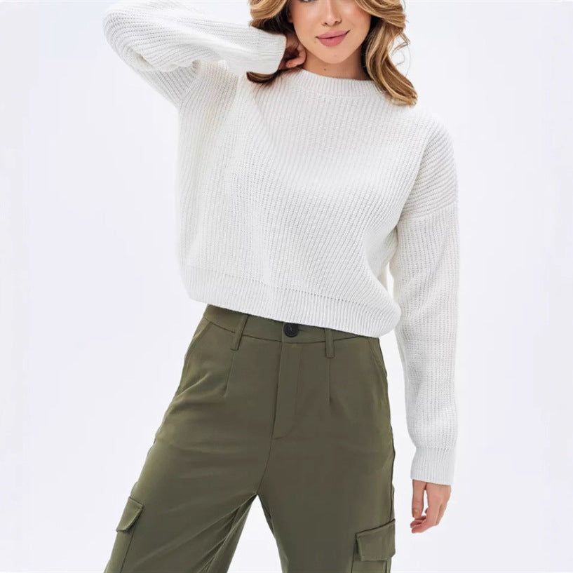 Kinsley oversized knit sweater in neutral tone with relaxed silhouette and plush soft-knit texture