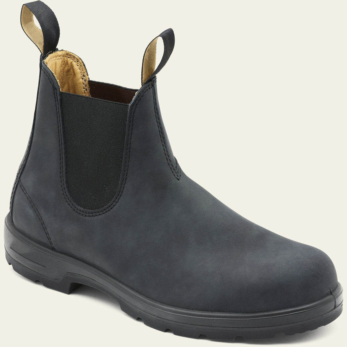 Unisex black PU leather Chelsea ankle boots slip-on elastic panels durable sole everyday style