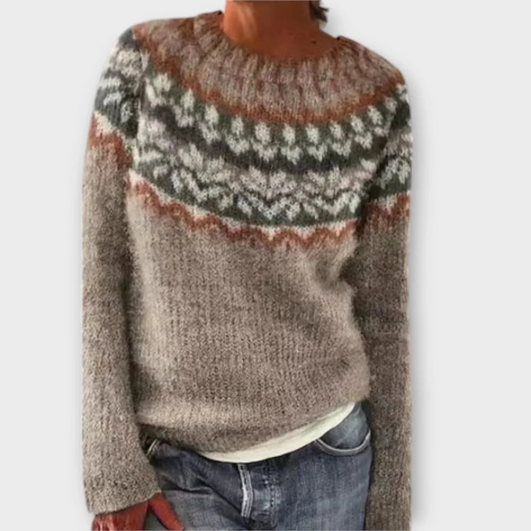 Samantha vintage sweater cream textured knit with classic retro detailing for cozy elegant style