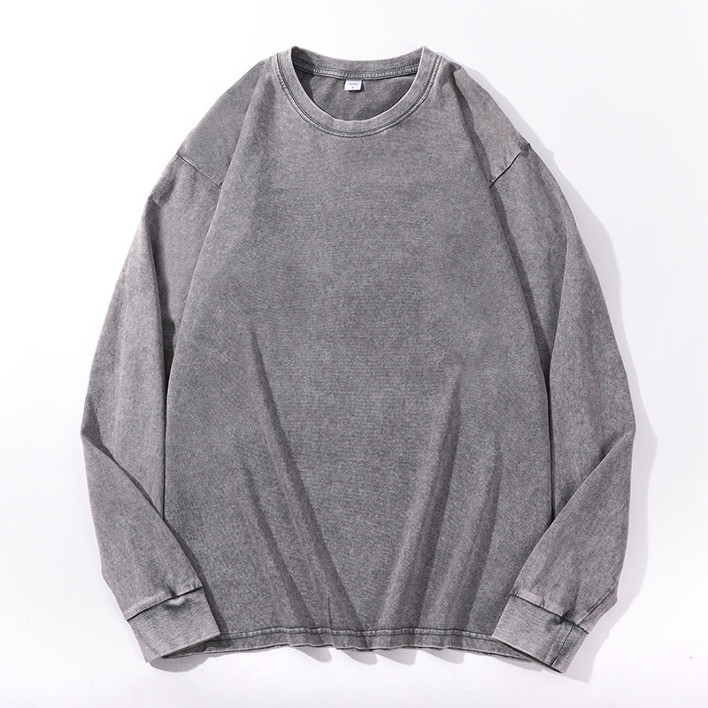 Men's relaxed-fit crew neck sweatshirt in neutral cotton-blend with ribbed cuffs and hem