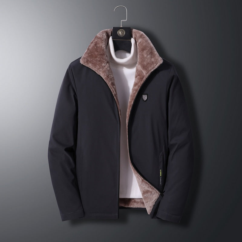 Men's hip-length parka jacket water-resistant faux fur-lined modern fit winter coat