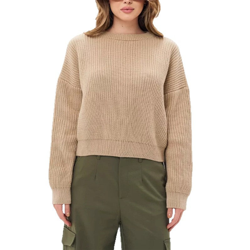 Kinsley oversized knit sweater in neutral tone with relaxed silhouette and plush soft-knit texture
