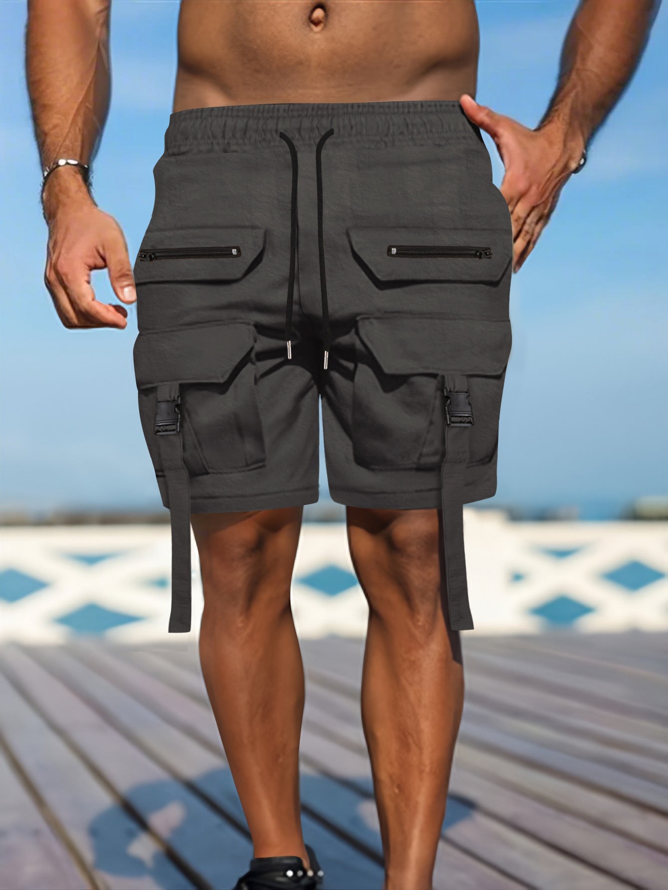 Men's Utility Shorts Regular Fit Cotton Blend Multi Pocket Cargo Style For Rugged Outdoors