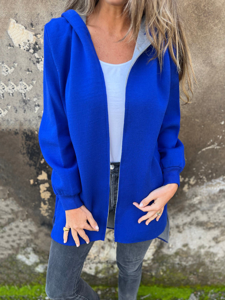 Women's cotton-blend hooded jacket relaxed fit zip-front with side pockets, cozy all-season essential