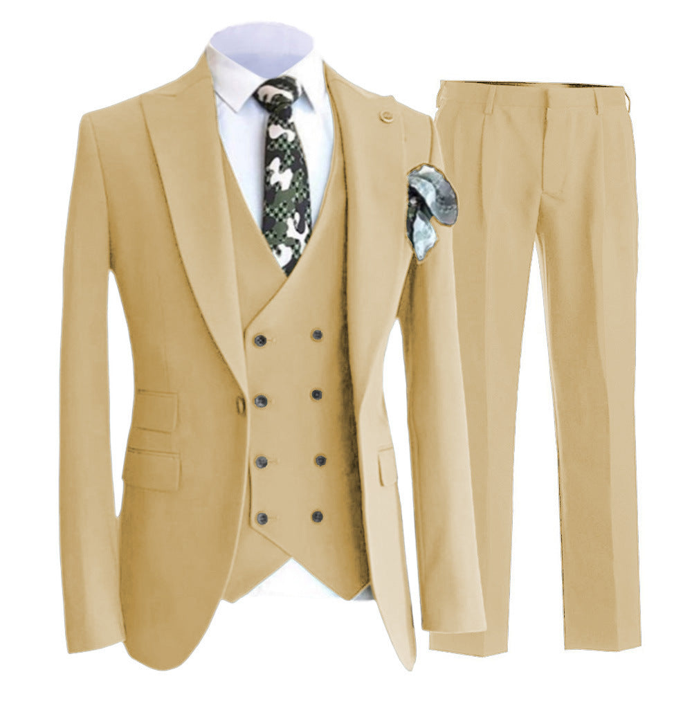 Men's slim fit double breasted vest navy peak lapel tailored formal look by Wavlynn