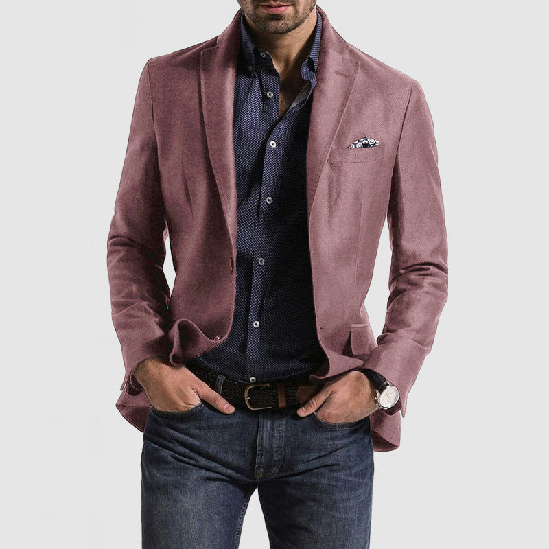 Men's slim fit wool blend blazer, notch lapel single breasted, smart casual to formal style