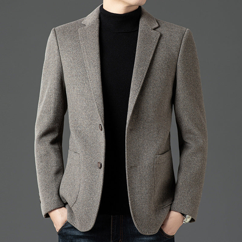 Men's slim fit wool blazer notched lapel two-button business casual refined premium texture