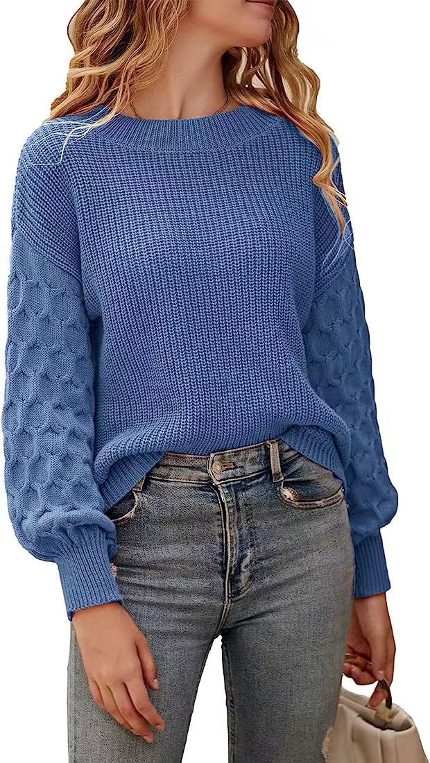Lily cream chunky knit sweater relaxed fit with textured sleeve pattern for fall winter