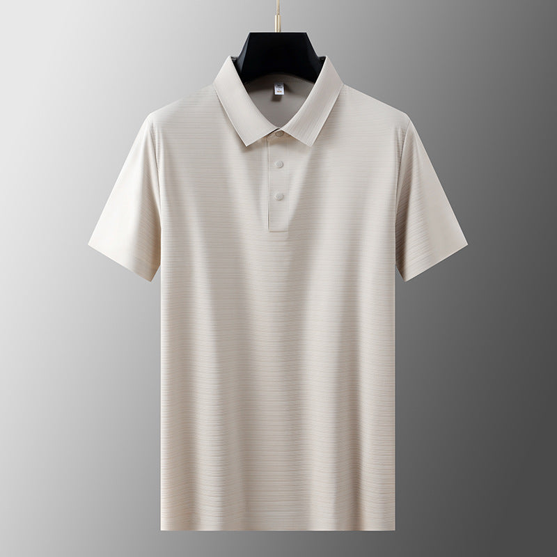 Veracruz light blue ice silk polo shirt classic fit with subtle ribbed texture