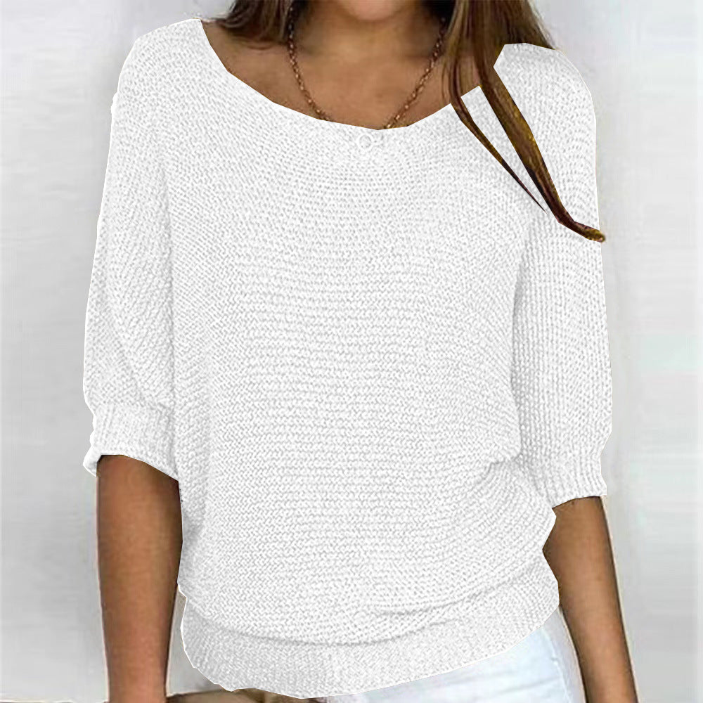 Cozy relaxed-fit comfort sweater with featherlight soft fabric and flattering silhouette