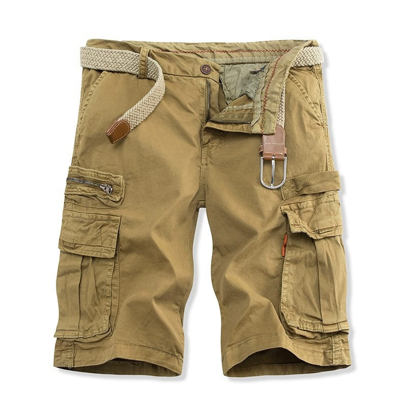 Men's relaxed fit cargo shorts cotton blend with utility pockets and included belt for outdoors