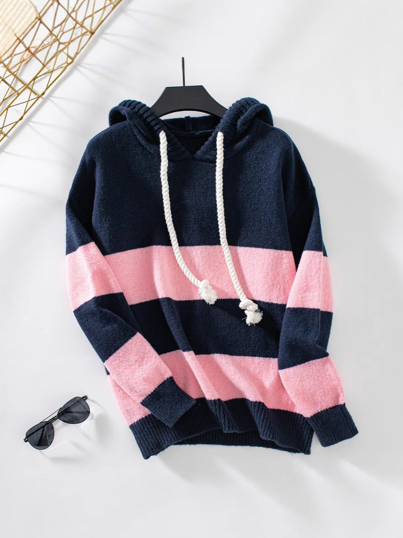 Lillian color-block hoodie in bold contrast tones with drawstring hood and ribbed cuffs