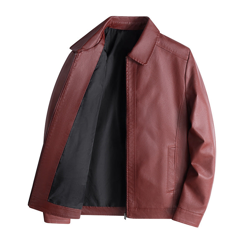 Men black leather-look jacket tailored fit stand collar Nordic Flair PU finish smart-casual style