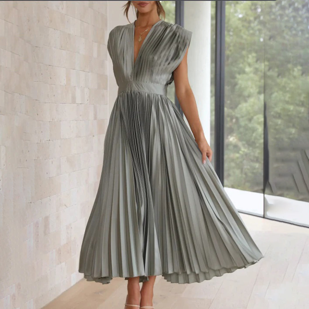 Maren women's wedding guest dress in elegant silhouette with soft structured flow and feminine cut