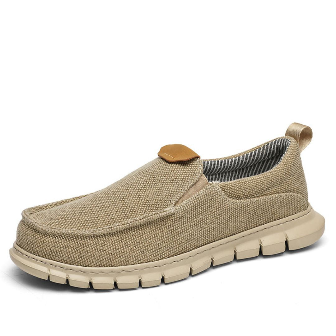Oliver Casual Slip-Ons breathable mesh knit shoes in neutral tone, lightweight everyday sneaker