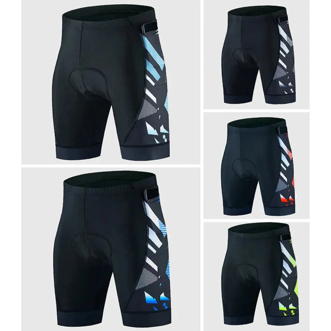 Black padded supportive cycling shorts quick-dry breathable UV protection streamlined fit