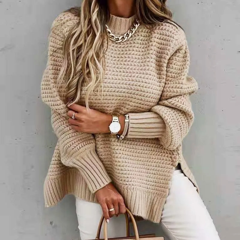 Léa chunky knit cream sweater cozy unisex pullover thick warm winter style by Wavlynn
