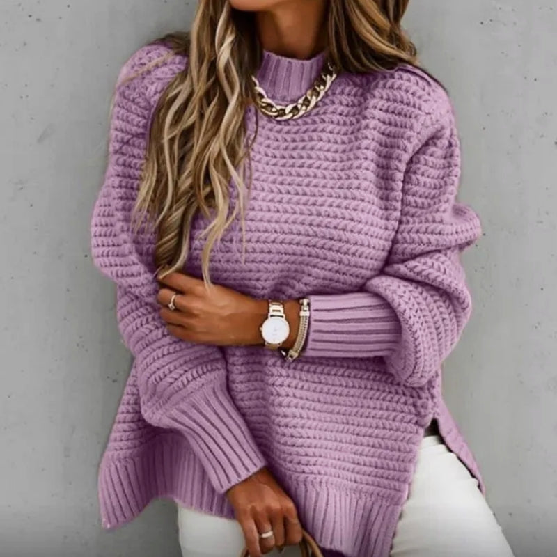 Léa chunky knit sweater cream white unisex pullover thick cozy winter ribbed hem by Wavlynn