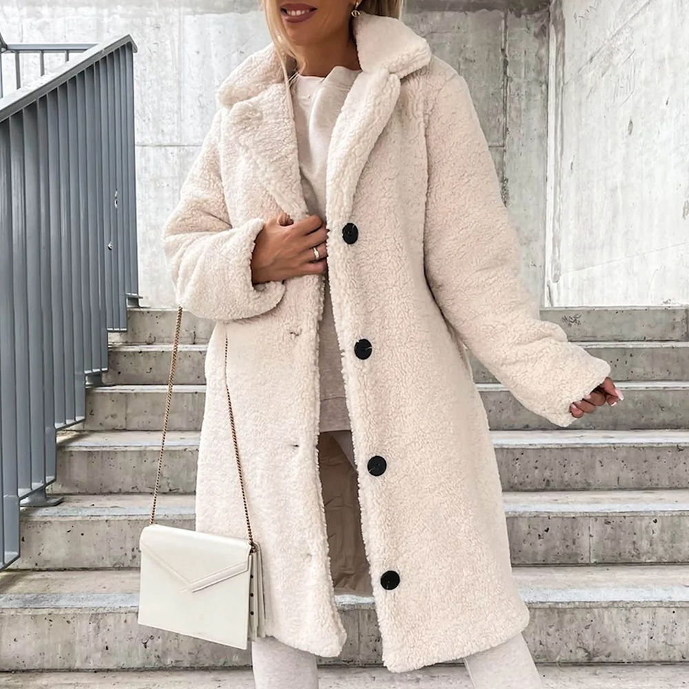 Sophie plush teddy coat long faux shearling-style unisex winter outerwear in cozy warm fabric