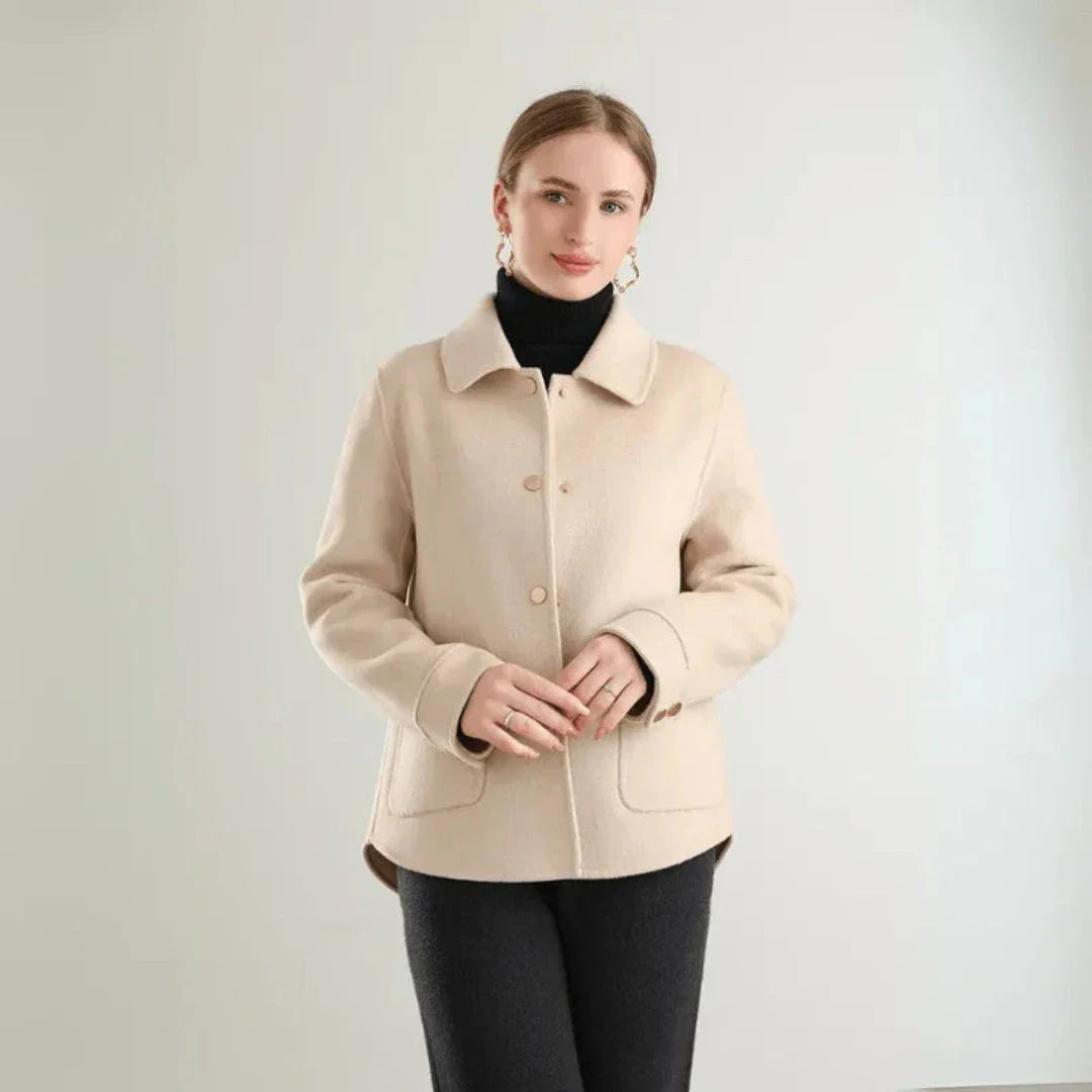Olivia double-sided wool coat tailored silhouette with button-front and square pockets