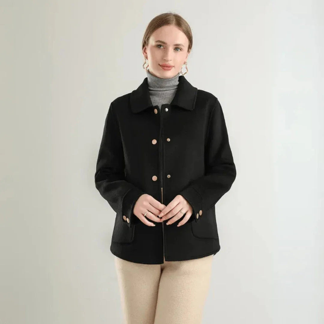 Olivia double-sided wool coat tailored silhouette button-front design timeless elegance