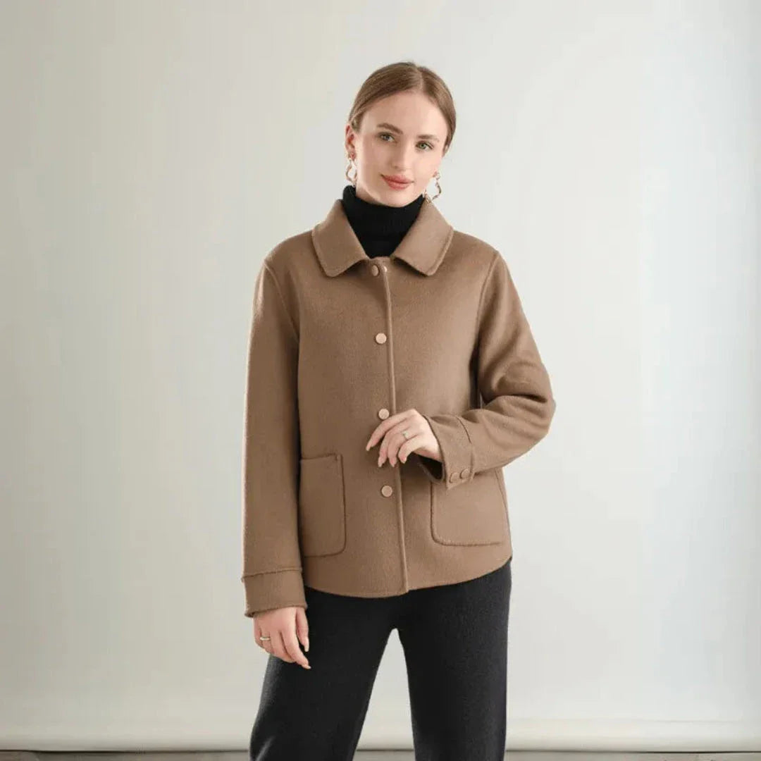 Olivia double-sided wool coat tailored silhouette button-front classic elegant overcoat
