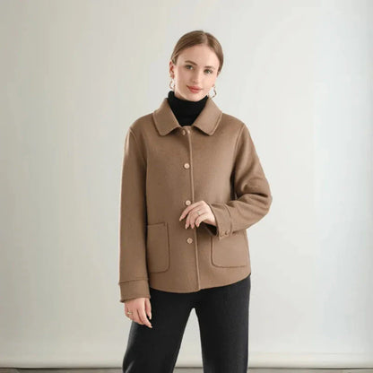 Olivia double-sided wool coat tailored silhouette button-front classic elegant overcoat